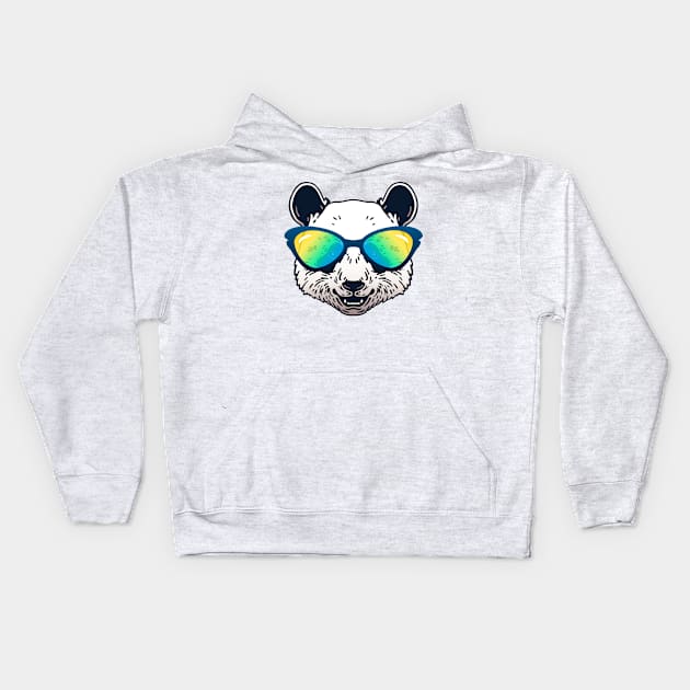 Summer Vibes Panda with Sunglasses Kids Hoodie by Mutinyintl